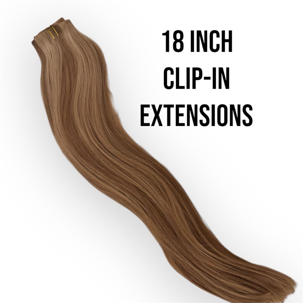 NEW 100% Human Hair 18-Inch Brown Blonde Ombre Clip-In Hair Extensions